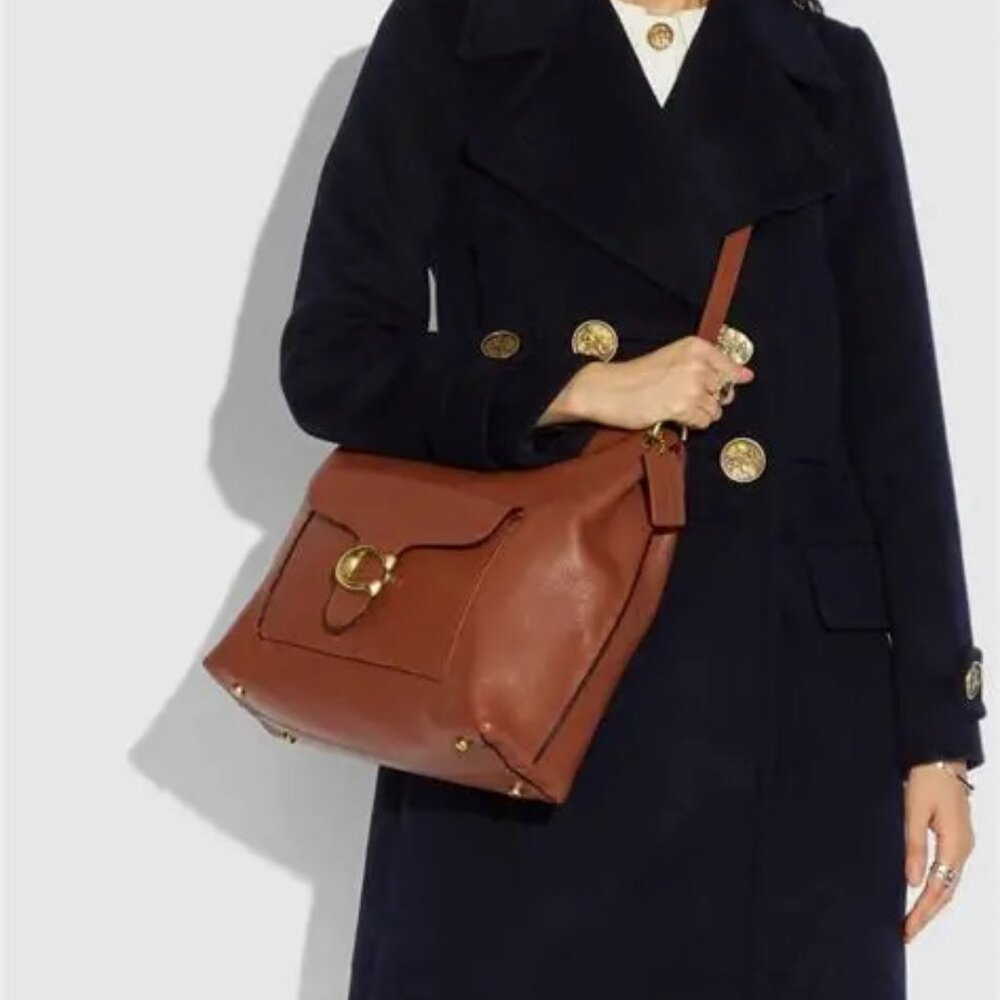 Coach Tabby Hobo Saddle Brown Leather Crossbody Bag #78207